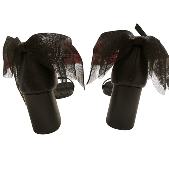 New black Charles David Leather block Heels with Bow - Picture 3 of 4